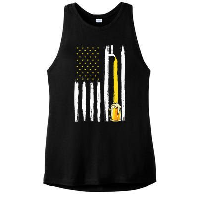 Craft Beer American Flag USA 4th Of July Brewery America Ladies PosiCharge Tri-Blend Wicking Tank