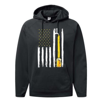 Craft Beer American Flag USA 4th Of July Brewery America Performance Fleece Hoodie