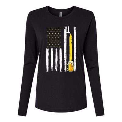 Craft Beer American Flag USA 4th Of July Brewery America Womens Cotton Relaxed Long Sleeve T-Shirt