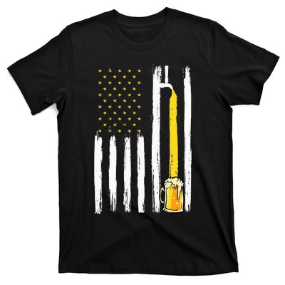 Craft Beer American Flag USA 4th Of July Brewery America T-Shirt