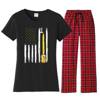 Craft Beer American Flag USA 4th Of July Brewery America Women's Flannel Pajama Set