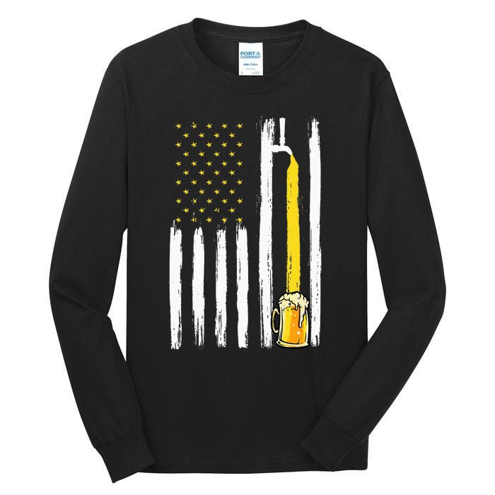 Craft Beer American Flag USA 4th Of July Brewery America Tall Long Sleeve T-Shirt