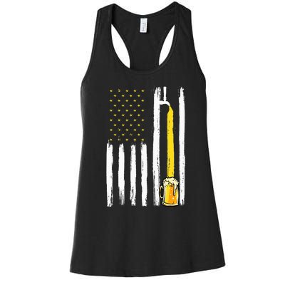 Craft Beer American Flag USA 4th Of July Brewery America Women's Racerback Tank