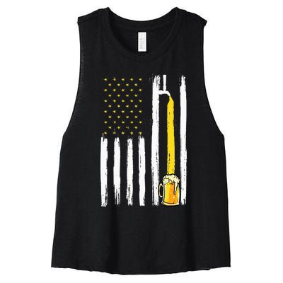 Craft Beer American Flag USA 4th Of July Brewery America Women's Racerback Cropped Tank