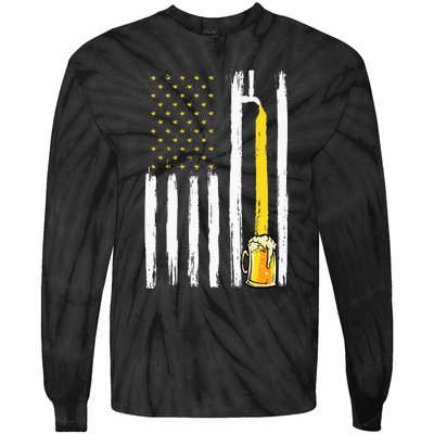 Craft Beer American Flag USA 4th Of July Brewery America Tie-Dye Long Sleeve Shirt