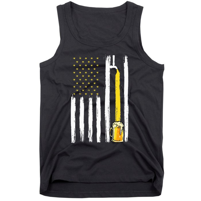 Craft Beer American Flag USA 4th Of July Brewery America Tank Top