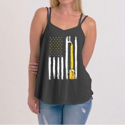 Craft Beer American Flag USA 4th Of July Brewery America Women's Strappy Tank