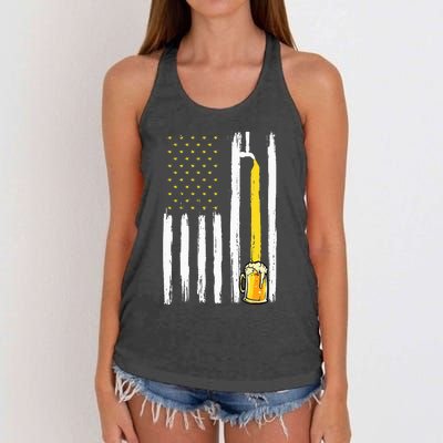 Craft Beer American Flag USA 4th Of July Brewery America Women's Knotted Racerback Tank