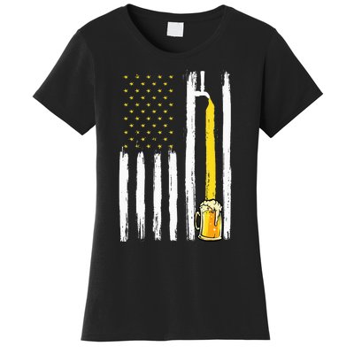 Craft Beer American Flag USA 4th Of July Brewery America Women's T-Shirt