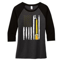 Craft Beer American Flag USA 4th Of July Brewery America Women's Tri-Blend 3/4-Sleeve Raglan Shirt