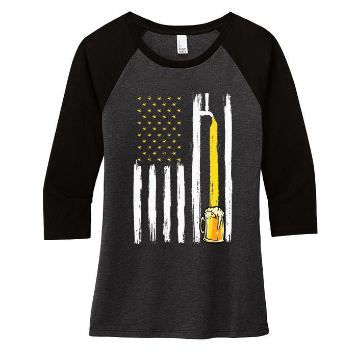 Craft Beer American Flag USA 4th Of July Brewery America Women's Tri-Blend 3/4-Sleeve Raglan Shirt