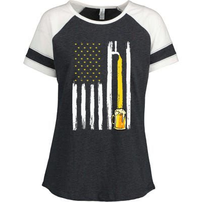 Craft Beer American Flag USA 4th Of July Brewery America Enza Ladies Jersey Colorblock Tee