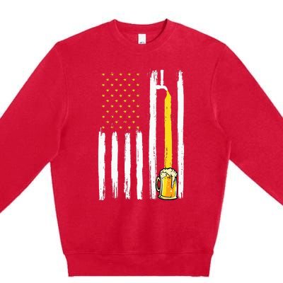 Craft Beer American Flag USA 4th Of July Brewery America Premium Crewneck Sweatshirt