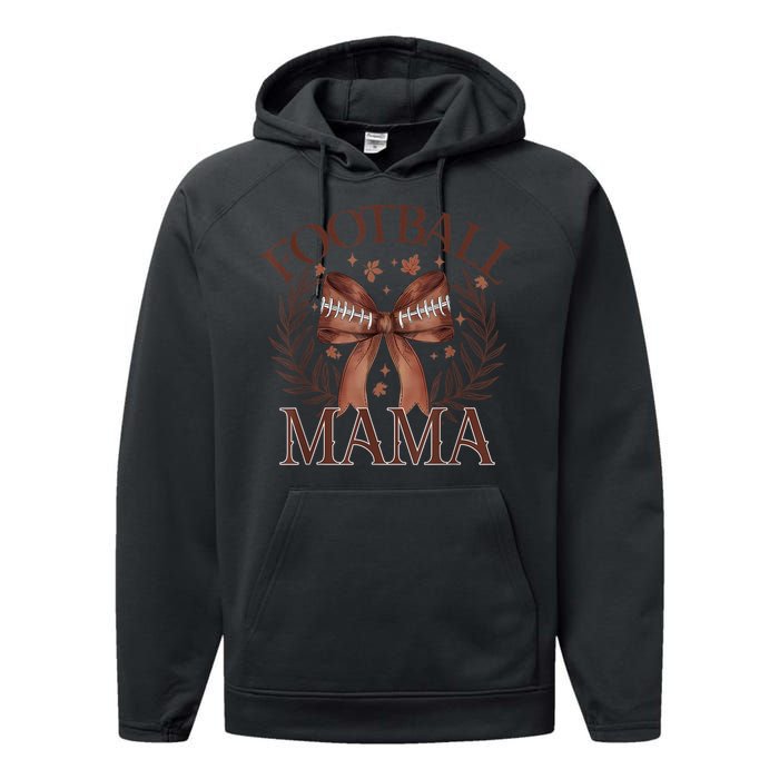 Coquette Bow American Football Mama Thanksgiving Autumn Fall Performance Fleece Hoodie