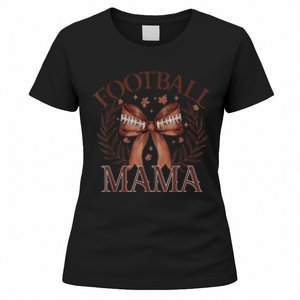 Coquette Bow American Football Mama Thanksgiving Autumn Fall Women's T-Shirt