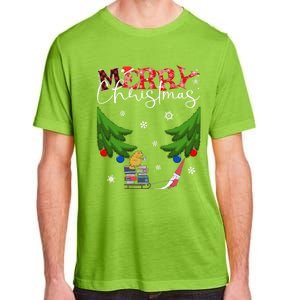 Cat Books And Coffee Funny Gnome And Christmas Tree 1970s Family Gift Adult ChromaSoft Performance T-Shirt