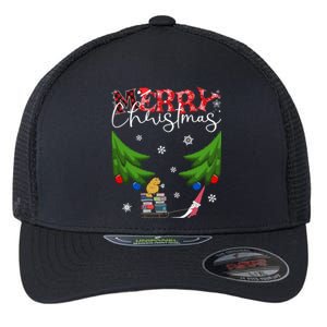 Cat Books And Coffee Funny Gnome And Christmas Tree 1970s Family Gift Flexfit Unipanel Trucker Cap