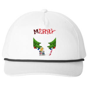 Cat Books And Coffee Funny Gnome And Christmas Tree 1970s Family Gift Snapback Five-Panel Rope Hat