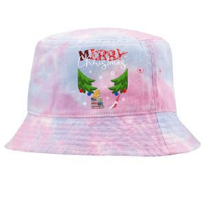 Cat Books And Coffee Funny Gnome And Christmas Tree 1970s Family Gift Tie-Dyed Bucket Hat