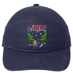 Cat Books And Coffee Funny Gnome And Christmas Tree 1970s Family Gift 7-Panel Snapback Hat