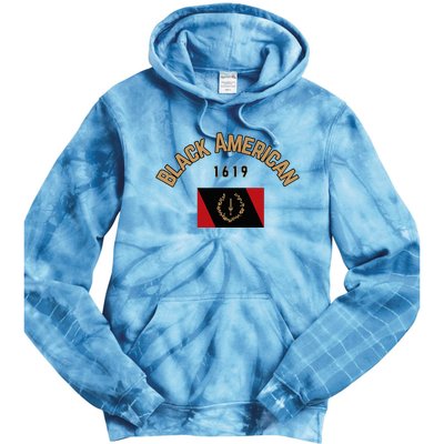 Cute Black American 1619 Black Afro American Heritage Flag Tie Dye Hoodie