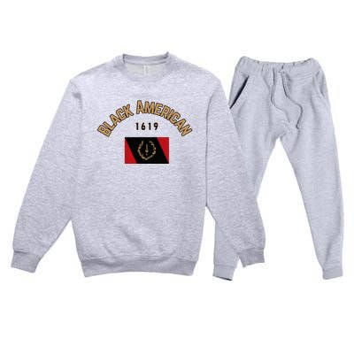 Cute Black American 1619 Black Afro American Heritage Flag Premium Crewneck Sweatsuit Set