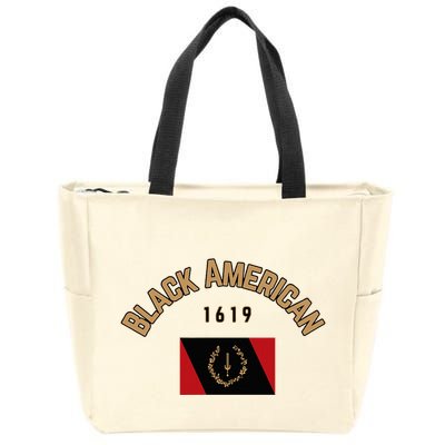 Cute Black American 1619 Black Afro American Heritage Flag Zip Tote Bag