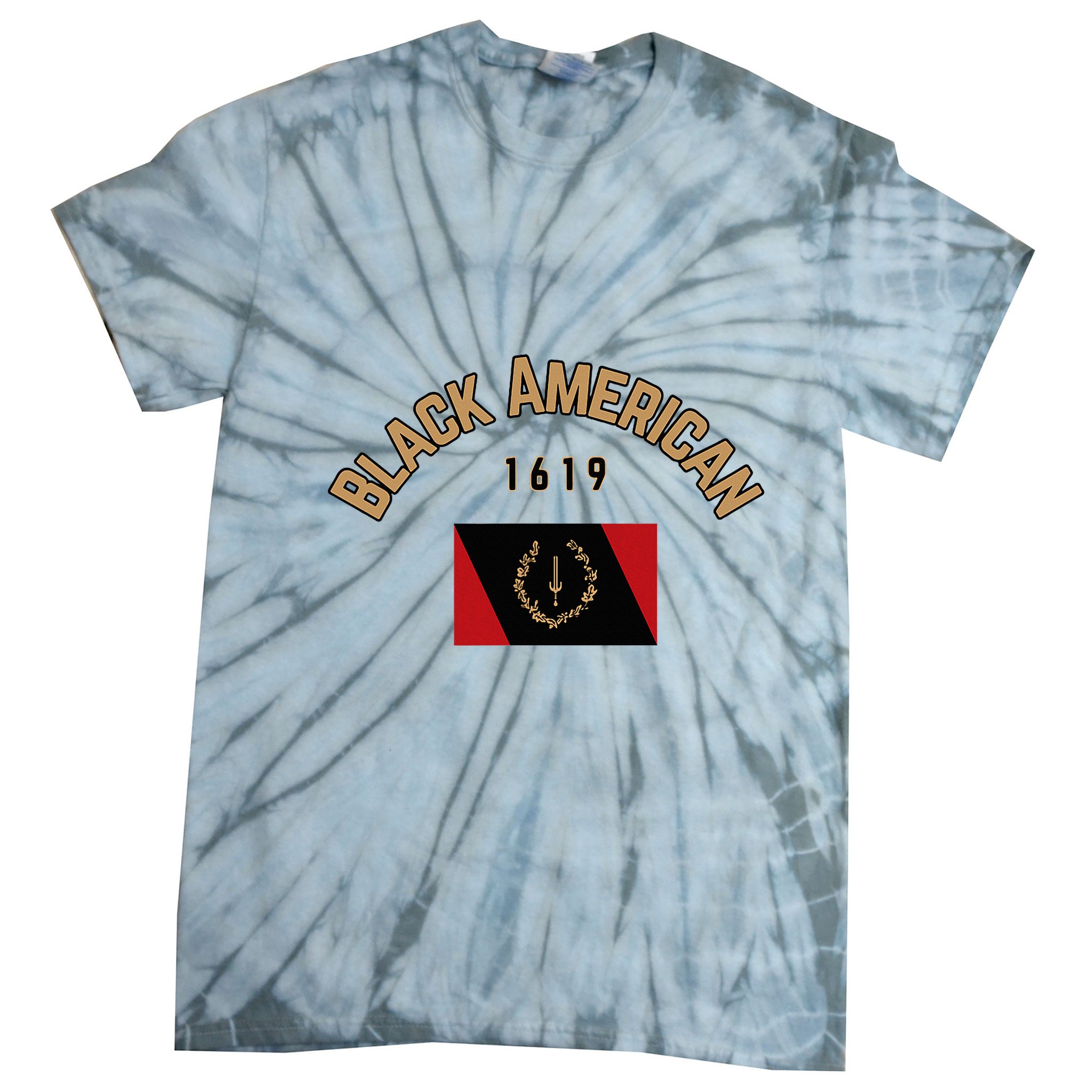 Cute Black American 1619 Black Afro American Heritage Flag Tie-Dye T-Shirt