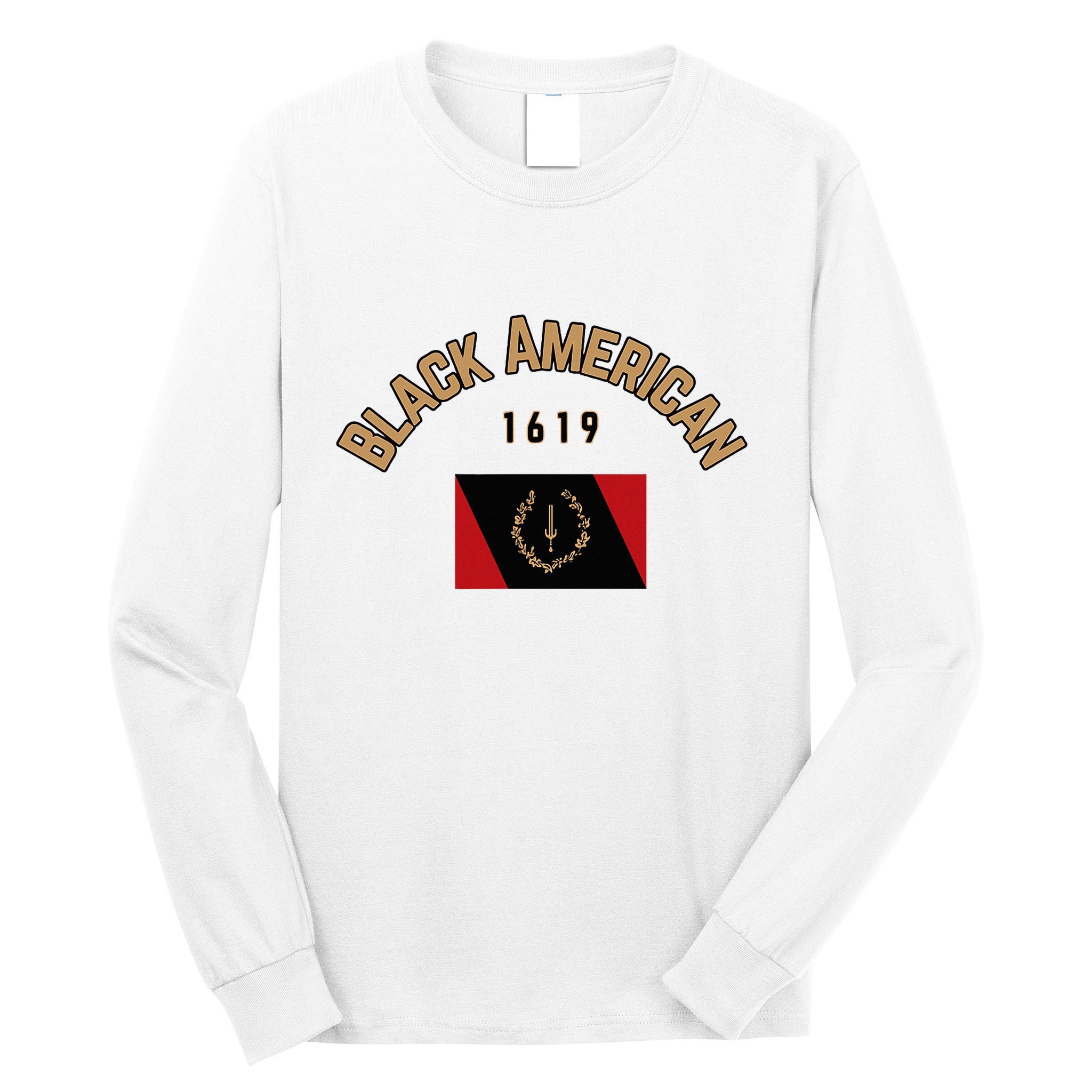 Cute Black American 1619 Black Afro American Heritage Flag Long Sleeve Shirt