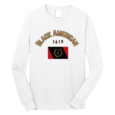 Cute Black American 1619 Black Afro American Heritage Flag Long Sleeve Shirt