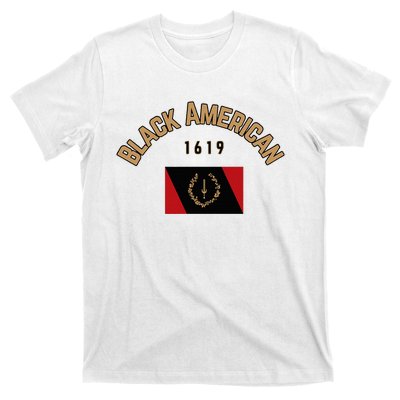 Cute Black American 1619 Black Afro American Heritage Flag T-Shirt