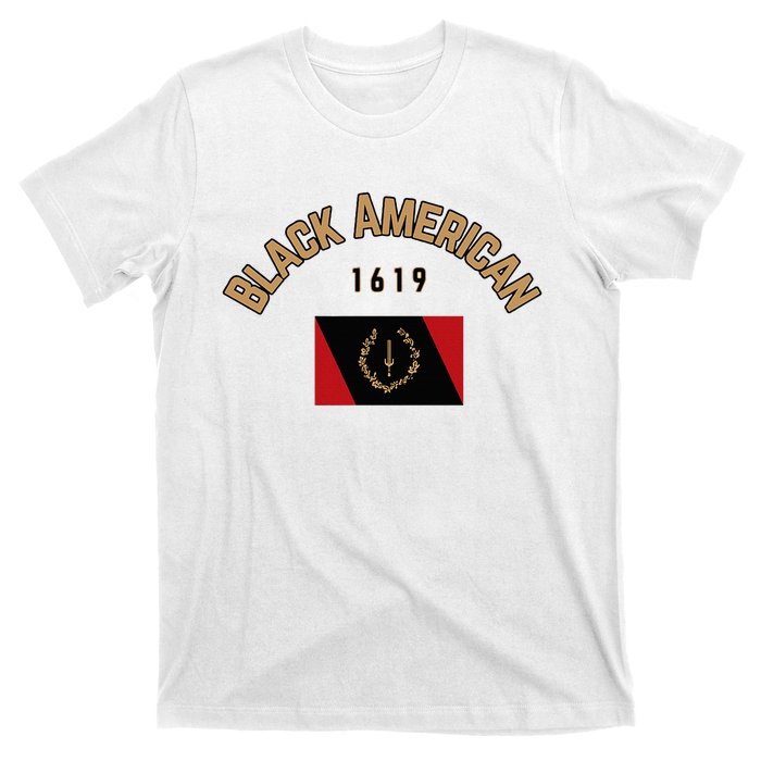 Cute Black American 1619 Black Afro American Heritage Flag T-Shirt