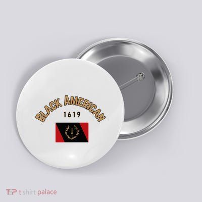 Cute Black American 1619 Black Afro American Heritage Flag Button