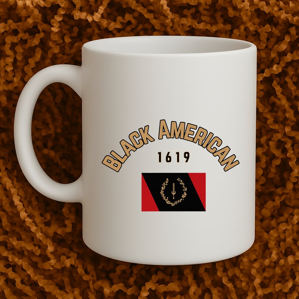 Cute Black American 1619 Black Afro American Heritage Flag Mug