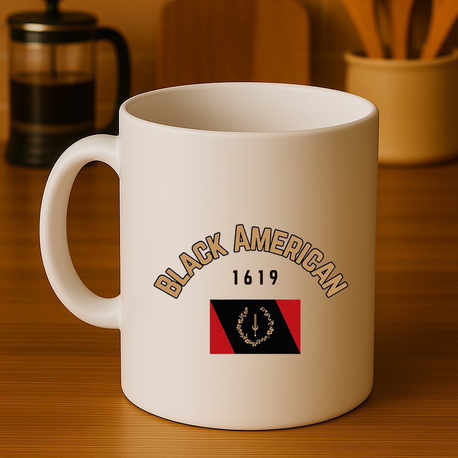 Cute Black American 1619 Black Afro American Heritage Flag Mug