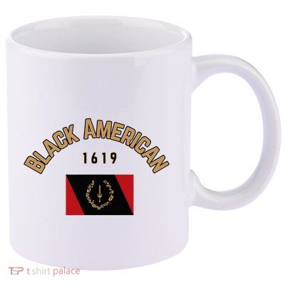 Cute Black American 1619 Black Afro American Heritage Flag 11oz C Handle Ceramic Mug