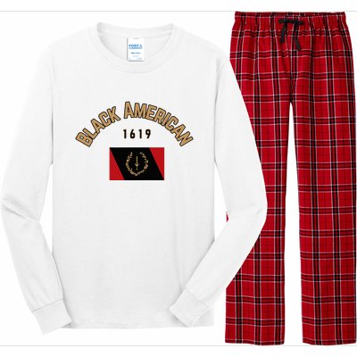 Cute Black American 1619 Black Afro American Heritage Flag Long Sleeve Pajama Set