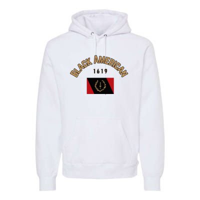 Cute Black American 1619 Black Afro American Heritage Flag Premium Hoodie