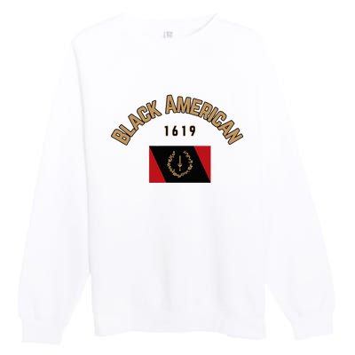 Cute Black American 1619 Black Afro American Heritage Flag Premium Crewneck Sweatshirt