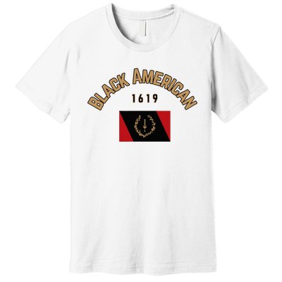 Cute Black American 1619 Black Afro American Heritage Flag Premium T-Shirt