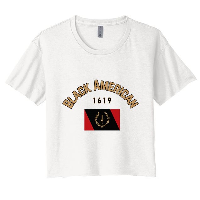 Cute Black American 1619 Black Afro American Heritage Flag Crop Top