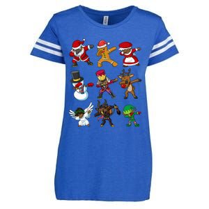 Christmas Black African American Santa Claus Dabbing Squad Enza Ladies Jersey Football T-Shirt