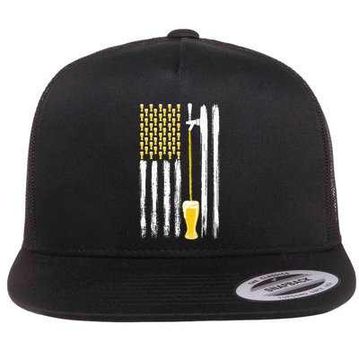 Craft Beer American Flag Usa 4th July Alcohol Brew Flatbill Hat