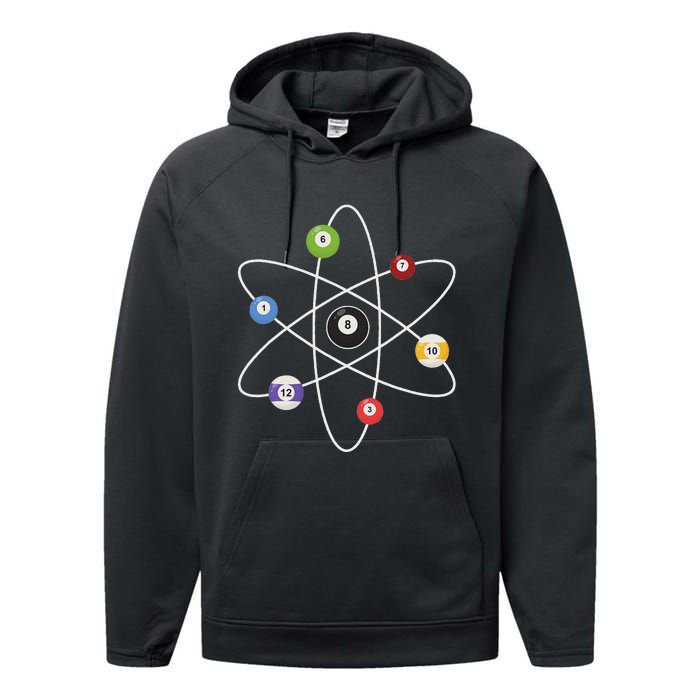 Cue Ball Atoms Billiard Lover Pool Player Game Sports Performance Fleece Hoodie