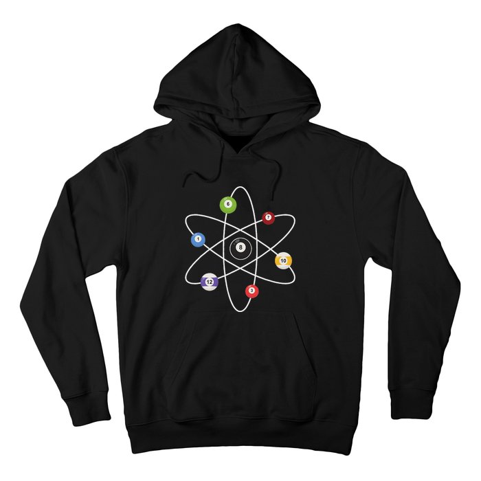 Cue Ball Atoms Billiard Lover Pool Player Game Sports Hoodie