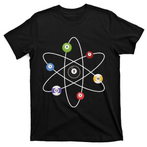 Cue Ball Atoms Billiard Lover Pool Player Game Sports T-Shirt