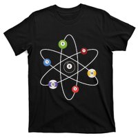 Cue Ball Atoms Billiard Lover Pool Player Game Sports T-Shirt