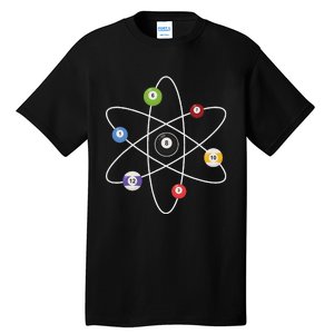 Cue Ball Atoms Billiard Lover Pool Player Game Sports Tall T-Shirt