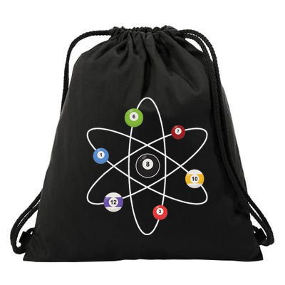 Cue Ball Atoms Billiard Lover Pool Player Game Sports Drawstring Bag