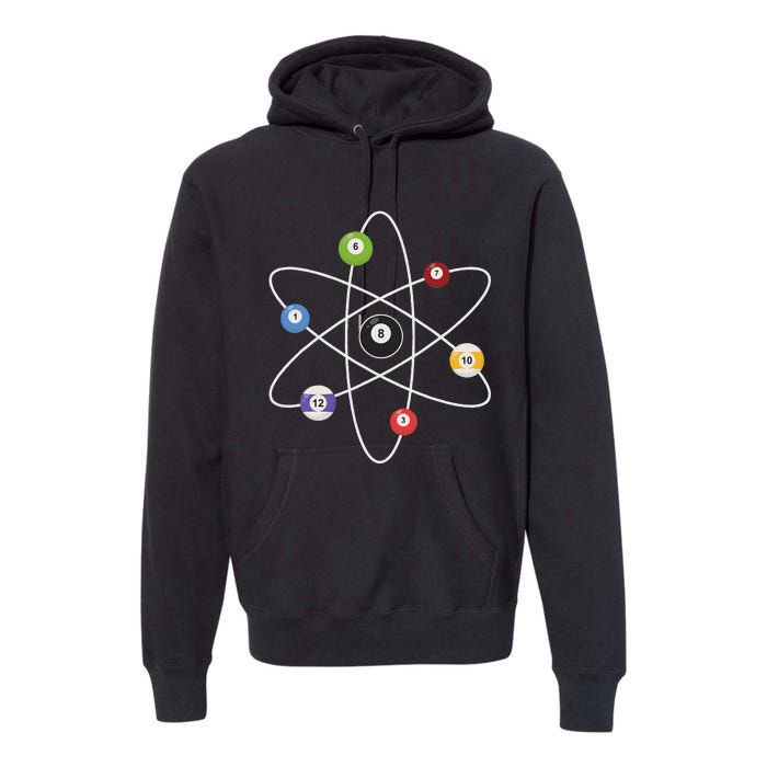 Cue Ball Atoms Billiard Lover Pool Player Game Sports Premium Hoodie